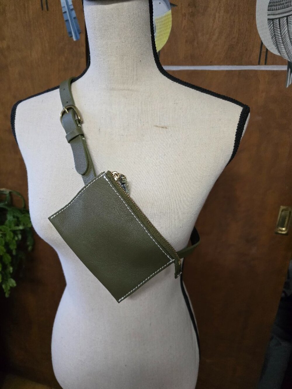 TOKYObay Obi Collection Leather Belt Bag in Olive S/M New with dust bag